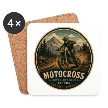 Motocross Vintage Adventure Grafik - Untersetzer (4er-Set) - Weiß - Vorne