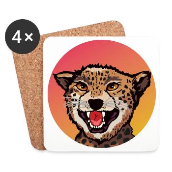 Farbenfrohes Leopard Design im Retro Look - Untersetzer (4er-Set) - Weiß - Vorne