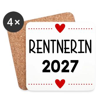 Rente, Rentnerin 2027 Herz - Untersetzer (4er-Set) - Weiß - Vorne