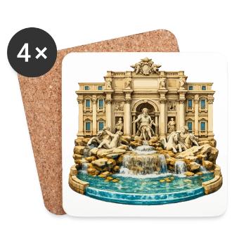 Trevi-Brunnen - Untersetzer (4er-Set) - Weiß - Vorne