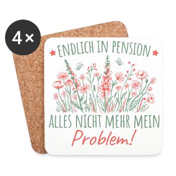 Pensionärin Wildblumen Abschied Kollegin Pension - Untersetzer (4er-Set) - Weiß - Vorne
