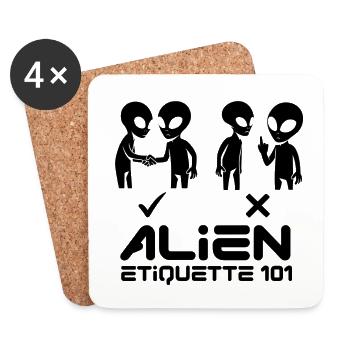 Alien Etqiuette 101 Noir - Dessous de verre (lot de 4) - blanc - Devant