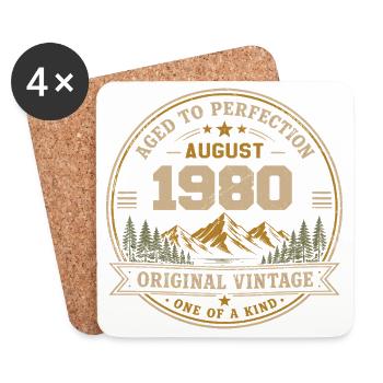 August 1980 Original Geburtstag Vintage Mountain - Untersetzer (4er-Set) - Weiß - Vorne