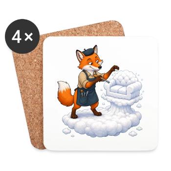 Fuchs Wolkenbildhauer formt weiches Wolkensofa - Untersetzer (4er-Set) - Weiß - Vorne