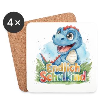 Süßer Baby Dino Endlich Schulkind 2026 T-Rex - Untersetzer (4er-Set) - Weiß - Vorne