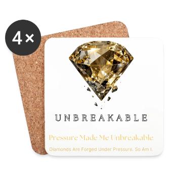 Unzerbrechlicher Diamant-Motivationsdesign - Untersetzer (4er-Set) - Weiß - Vorne
