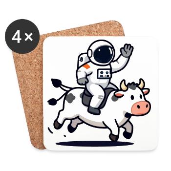 Astronauten-Bullenritt - Untersetzer (4er-Set) - Weiß - Vorne