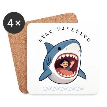 Shark Smile Stay Positive - Coasters (set of 4) - white - Front