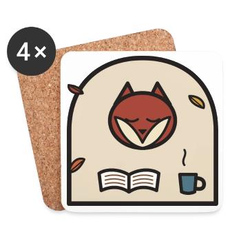 Autumn Reading Fox - Coasters (set of 4) - white - Front