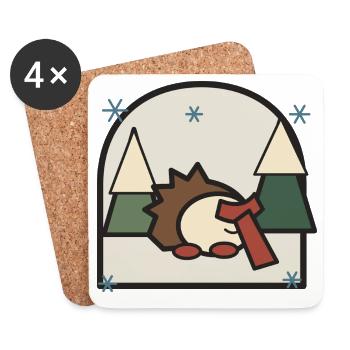 Sleeping Hedgehog in Forest Landscape - Coasters (set of 4) - white - Front