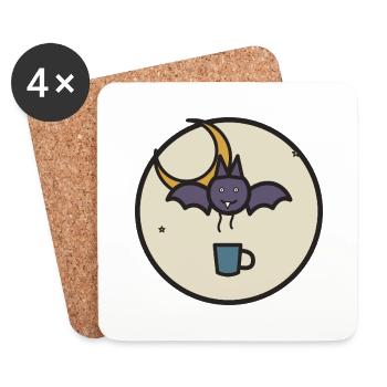 Night Flyer Bat with Tea Cup - Coasters (set of 4) - white - Front