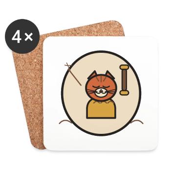 Schlafende Katzenkreis-Abzeichen - Untersetzer (4er-Set) - Weiß - Vorne