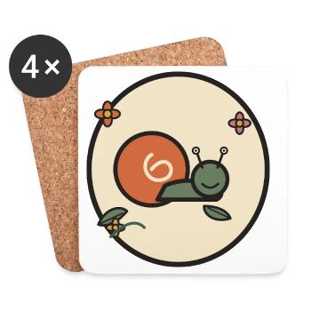 Soft Snail in Flower Circle - Coasters (set of 4) - white - Front