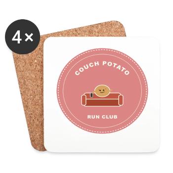 Couchpotato Running Club Logo - Coasters (set of 4) - white - Front