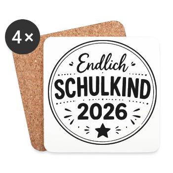 Endlich Schulkind 2026 - Untersetzer (4er-Set) - Weiß - Vorne