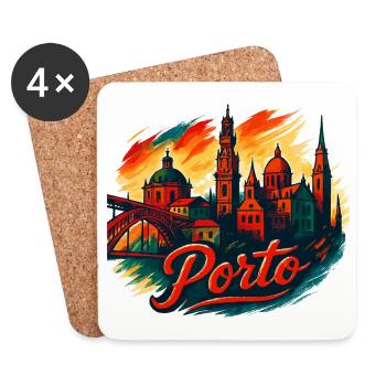 Porto Skyline Modern – Epische Stadtsilhouette - Untersetzer (4er-Set) - Weiß - Vorne