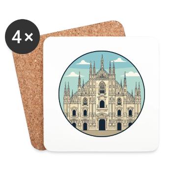 Mailänder Domdom Italien Rundaufkleber - Untersetzer (4er-Set) - Weiß - Vorne