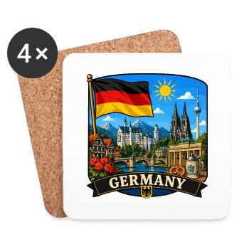 Deutschlands Nationales Denkmal-Denkmal-Aufkleber - Untersetzer (4er-Set) - Weiß - Vorne