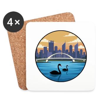 Perth Australien Swan River Skyline-Aufkleber - Untersetzer (4er-Set) - Weiß - Vorne