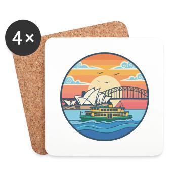 Aufkleber des Sydney Opernhauses und der Hafenbrücke - Untersetzer (4er-Set) - Weiß - Vorne