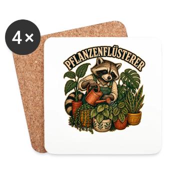 Pflanzenflüsterer Waschbär Gießkunst - Untersetzer (4er-Set) - Weiß - Vorne