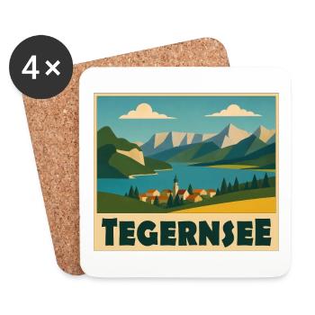 Tegernsee Minimal - Untersetzer (4er-Set) - Weiß - Vorne