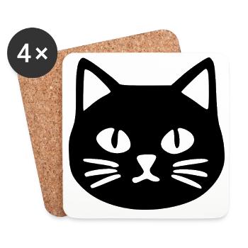 Katzengesicht Katze Geschenk Katzenliebhaber - Untersetzer (4er-Set) - Weiß - Vorne