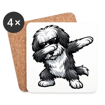 Dabbing Bearded Collie - Untersetzer (4er-Set) - Weiß - Vorne