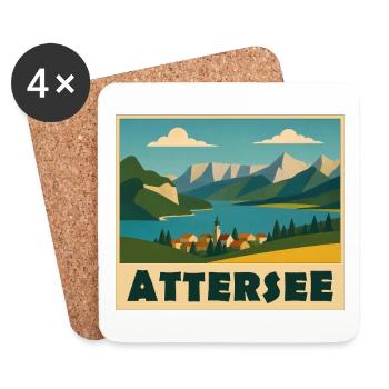 Attersee Minimal - Untersetzer (4er-Set) - Weiß - Vorne