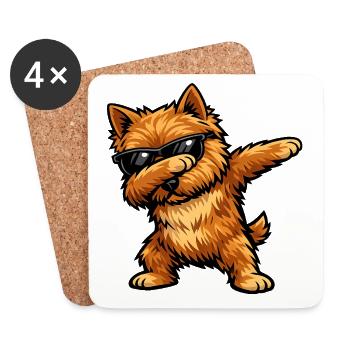 Dabbing Norwich Terrier im Comic Stil - Untersetzer (4er-Set) - Weiß - Vorne
