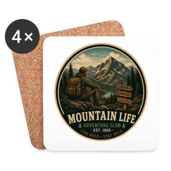 Graphisme d’aventure vintage Mountain Life - Dessous de verre (lot de 4) - blanc - Devant