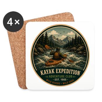 Kayak Expedition Vintage Adventure Graphic - Coasters (set of 4) - white - Front