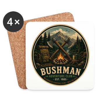 Buschmann Vintage-Abenteuergrafik - Untersetzer (4er-Set) - Weiß - Vorne