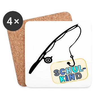 Schulstart Schulkind Angeln - Untersetzer (4er-Set) - Weiß - Vorne