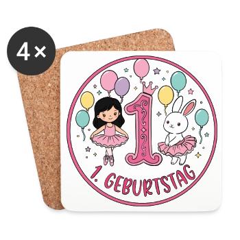 Erstes Geburtstagsballerina - Untersetzer (4er-Set) - Weiß - Vorne
