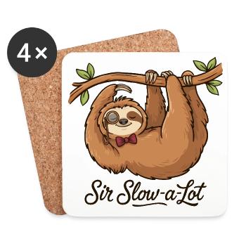 Sir Slow-a-Lot Faultier Büro Humor - Untersetzer (4er-Set) - Weiß - Vorne