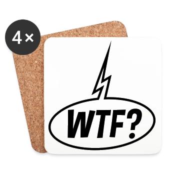 WTF Sprechblase (Fragezeichen / Black) - Untersetzer (4er-Set) - Weiß - Vorne