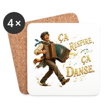 Danse Accordéon Folklorique - Dessous de verre (lot de 4) - blanc - Devant
