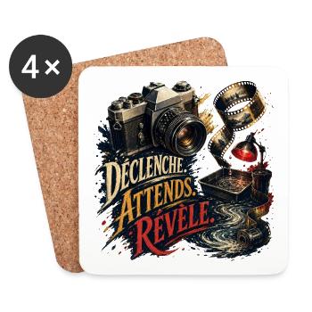 Déclenche Attends Révèle Retro Photo - Dessous de verre (lot de 4) - blanc - Devant