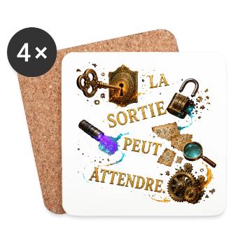Sortie peut attendre – Steampunk mystique - Dessous de verre (lot de 4) - blanc - Devant