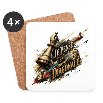 Je Pense En Diagonale - Dessous de verre (lot de 4) - blanc - Devant