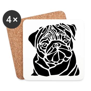 Black Dog - Untersetzer (4er-Set) - Weiß - Vorne