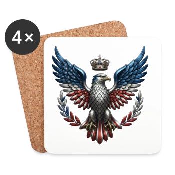 Royal US Eagle – Liberty & Crown Coat of Arms - Coasters (set of 4) - white - Front