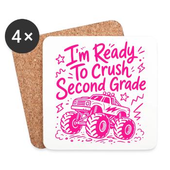 Ich bin bereit, die zweite Klasse – Monster Truck – zu zerschlagen - Untersetzer (4er-Set) - Weiß - Vorne