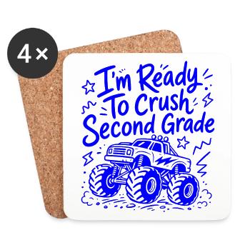 I'm Ready to Crush Second Grade - Monster-Truck - Coasters (set of 4) - white - Front