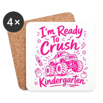 Ich bin bereit, Kindergarten – Monstertruck zu meistern - Untersetzer (4er-Set) - Weiß - Vorne