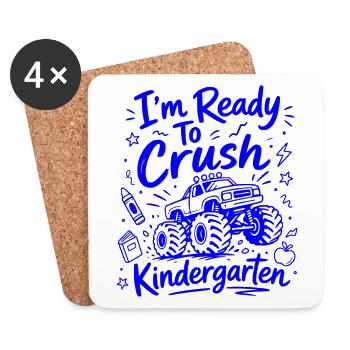 Ich bin bereit Crush Kindergarten – süßer Monstertruck - Untersetzer (4er-Set) - Weiß - Vorne