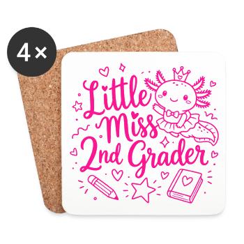 Little Miss 2. Klasse – Süßer Axolotl - Untersetzer (4er-Set) - Weiß - Vorne