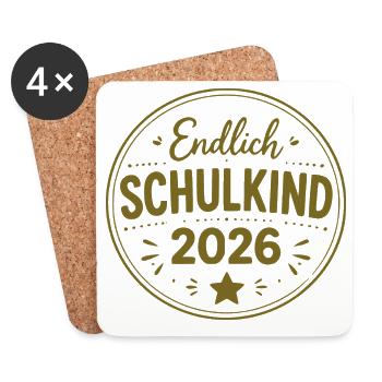 Endlich Schulkind 2026 Badge - Untersetzer (4er-Set) - Weiß - Vorne