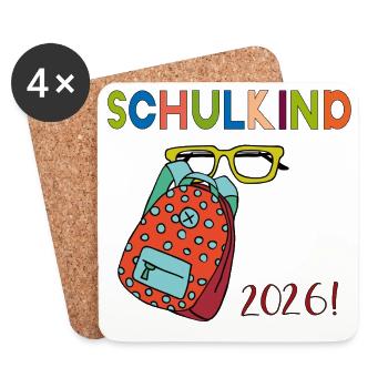 Schulkind 2026 - Untersetzer (4er-Set) - Weiß - Vorne